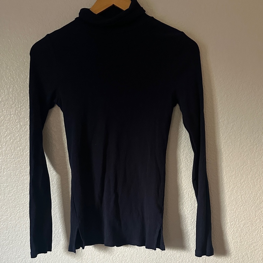 Ambiance navy blue ribbed Long Sleeve Turtleneck